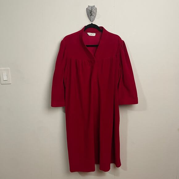Vintage XL Vanity Fair nightgown red maxi cozy sleepwear pajama v neck soft